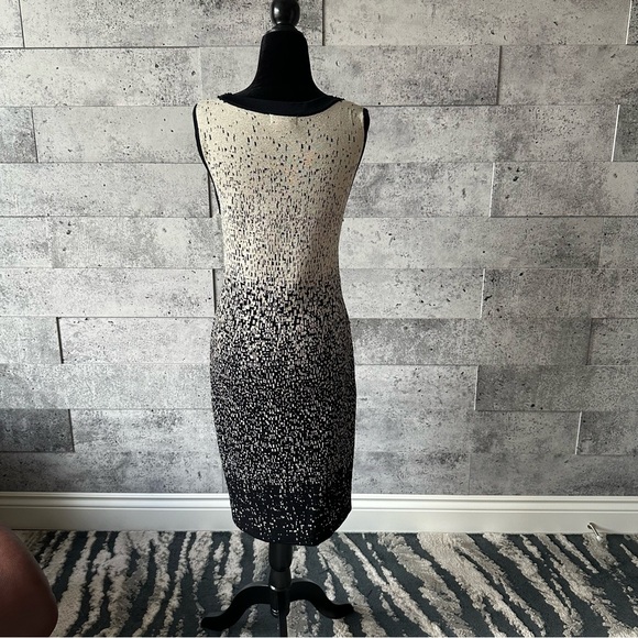 Elegant Black and Cream Gradient Dress size M - Picture 2 of 9